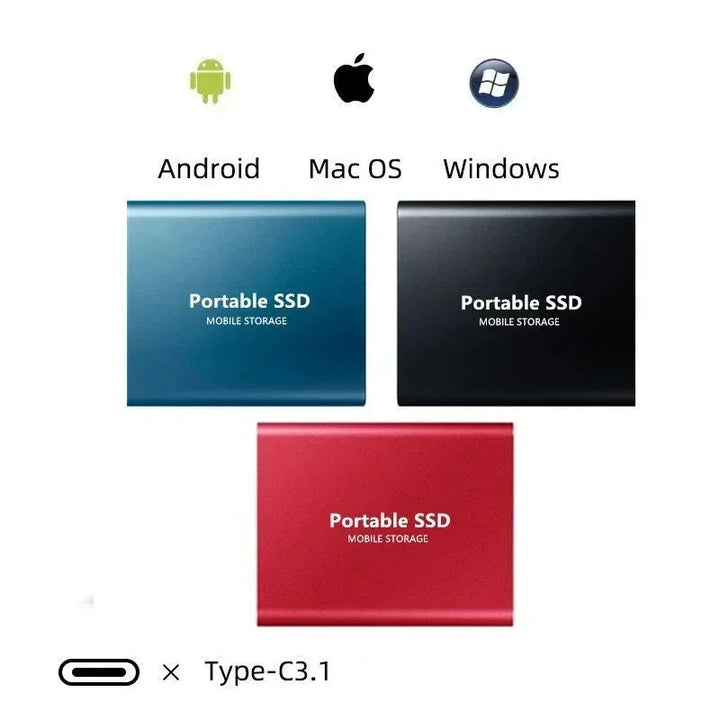 Portable High‑Speed SSD Storage, USB‑C, 1050 MB/s (64 GB)