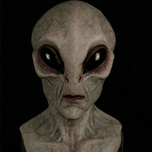 CosmicMorph Realistic Alien Mask | Hand-Painted Full-Head Halloween Costume Accessory