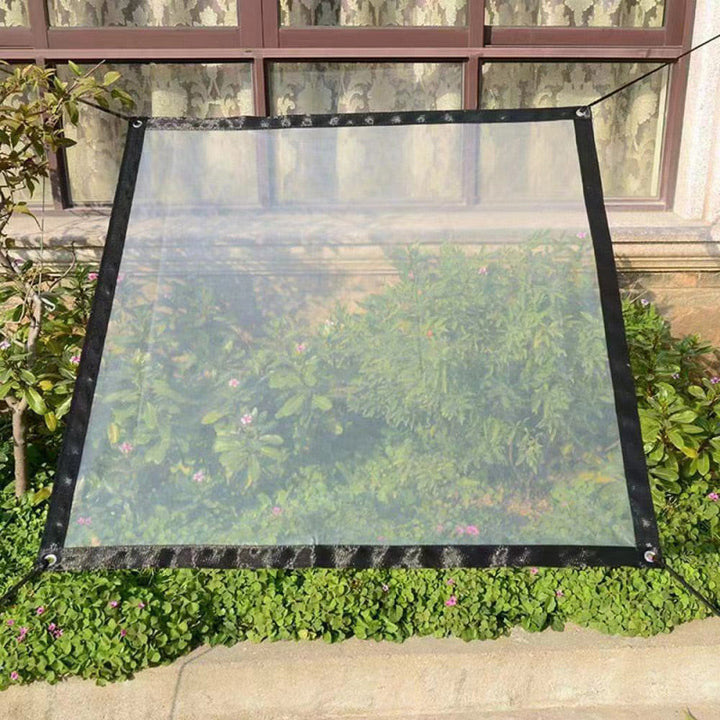 Transparent weatherproof protective sheet for garden, patio and outdoor use