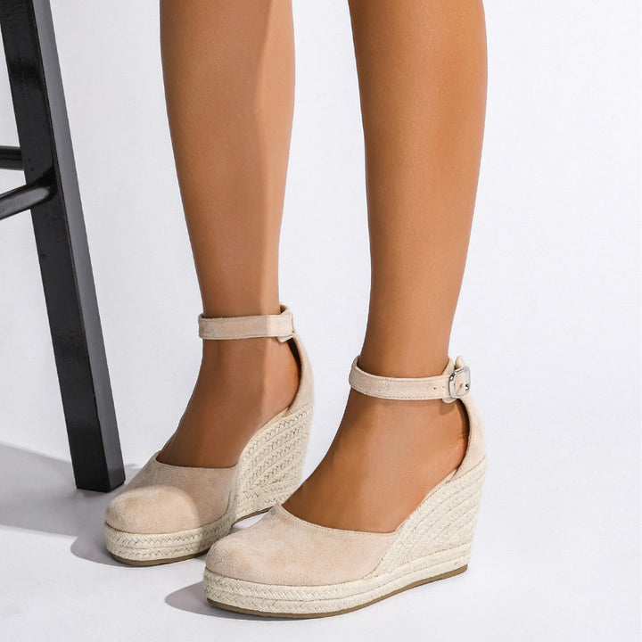 Womens Straw-Woven Jute-Strand High-Heel Sandals
