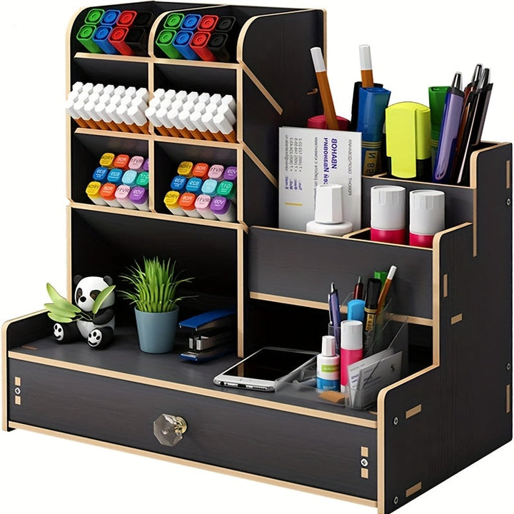 Spacious Bamboo Desk Organizer with Drawer – Organize Your Workspace Efficiently and in Style