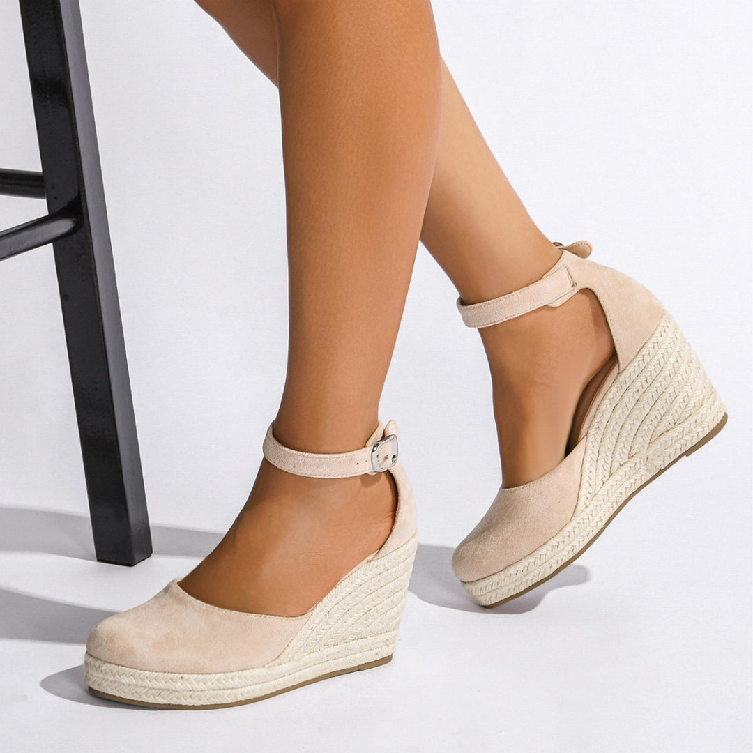 Womens Straw-Woven Jute-Strand High-Heel Sandals