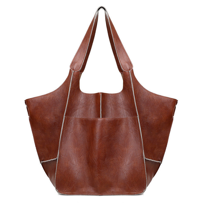 Oversized Leather Vintage Shoulder Bag for Women