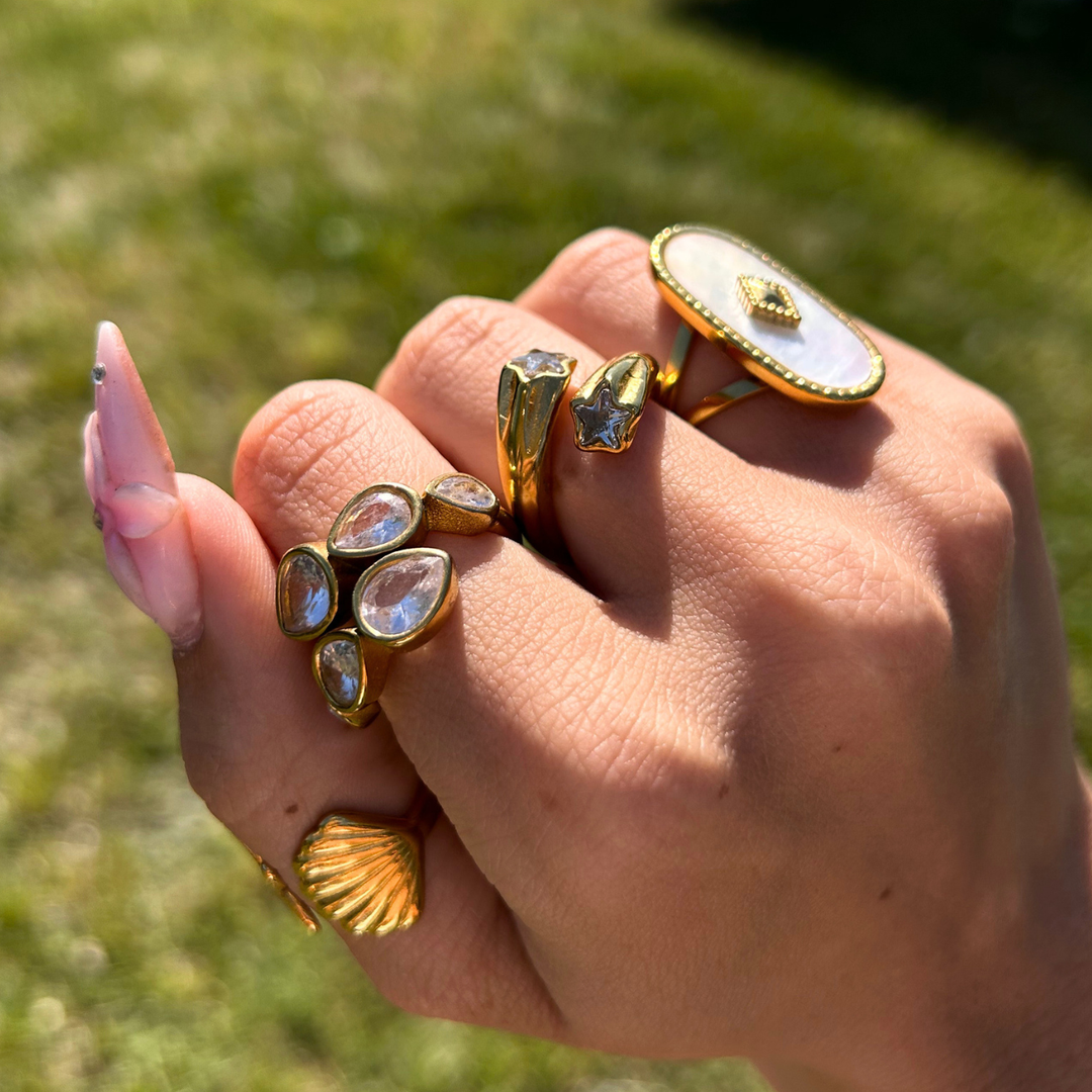 Star Ring – Adjustable Gold Wrap Ring with Star
