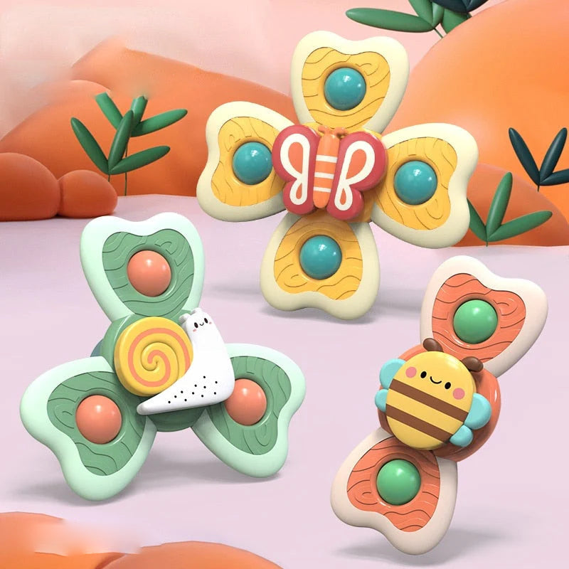 PurePlay Montessori-Spinner-Spielzeug | Sensorisches Spielzeug mit Saugnapf für Kinder – ideal für Tische, Fenster und Hochstühle