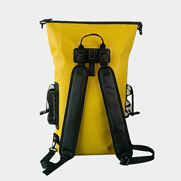 Waterproof 25L Backpack with Roll-Top Closure, Multiple Pockets, Sturdy Buckle Closure and Side Mesh Pocket