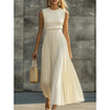 Bernadette Pleated Maxi Dress in Cream