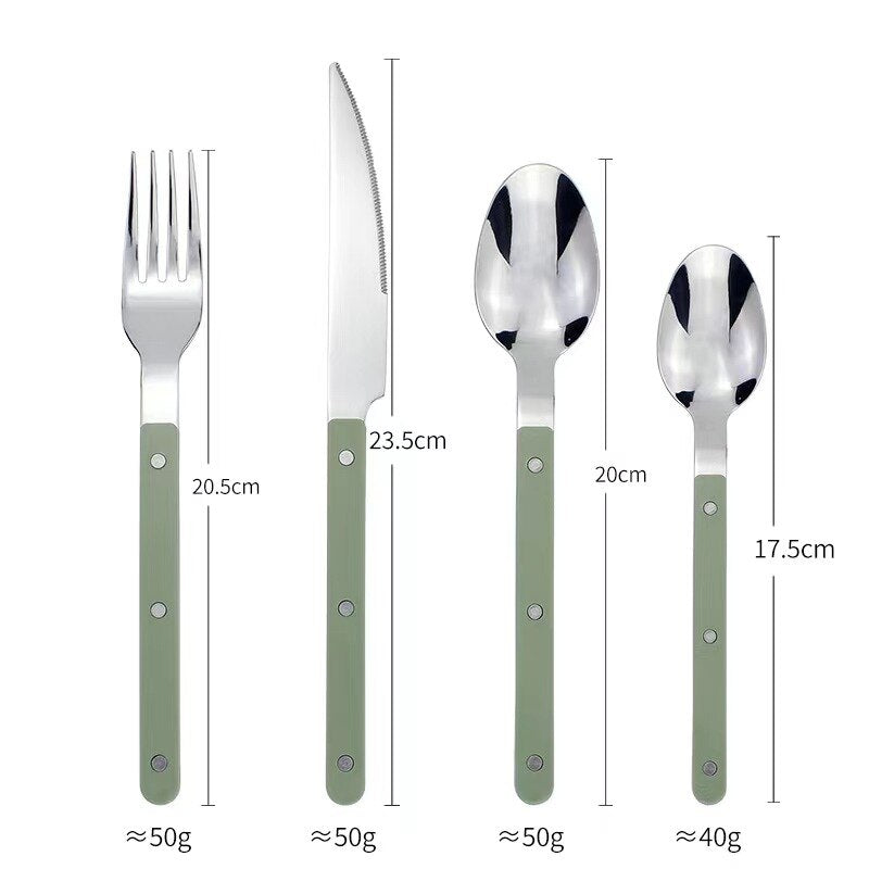 Set of 24 Stainless Steel Cutlery Pieces with Engraved Design – BistroLine