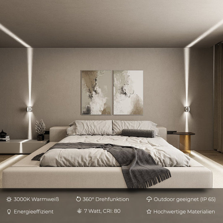 LED Wall Light with Spot Function | 360° Rotating Head | Square Light Cone