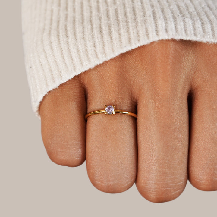 Soft gold ring with birthstone