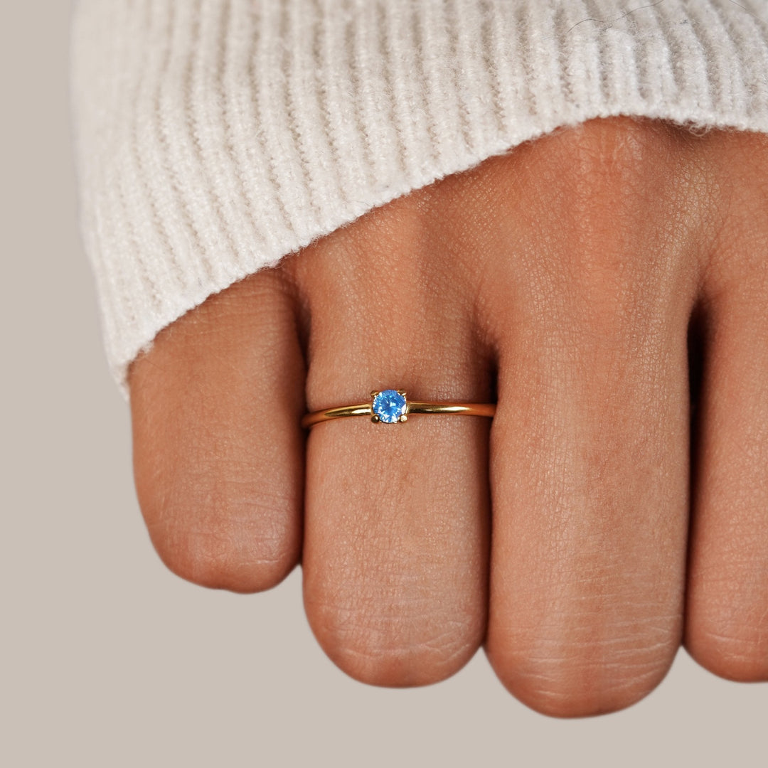 Soft gold ring with birthstone