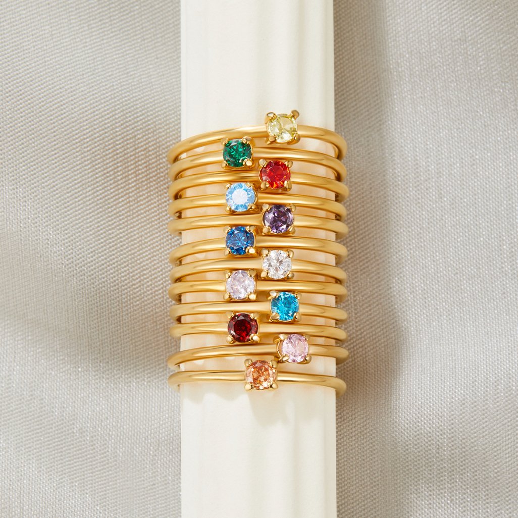 Soft gold ring with birthstone