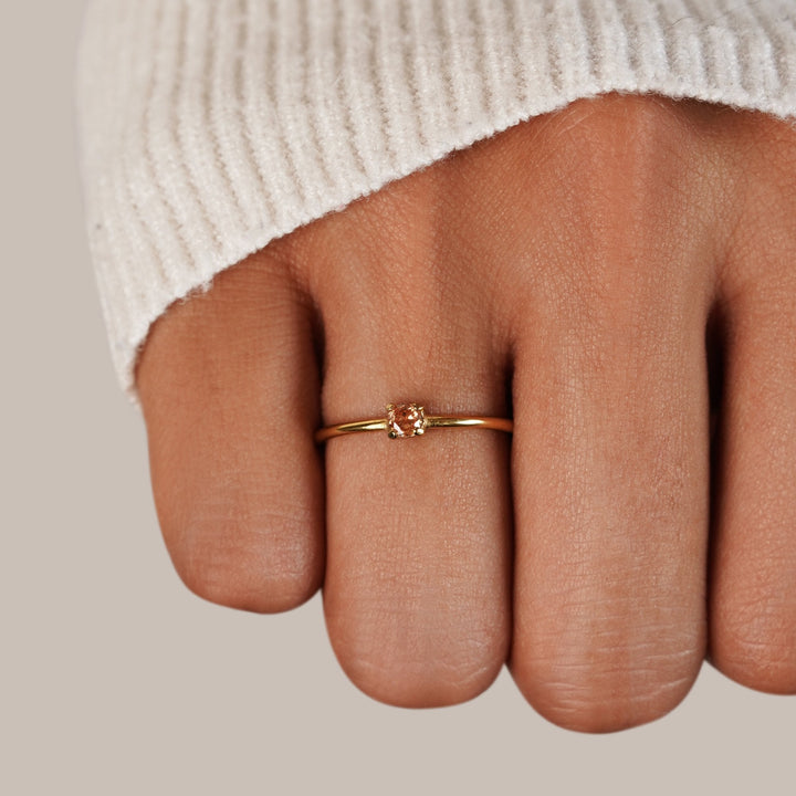 Soft gold ring with birthstone