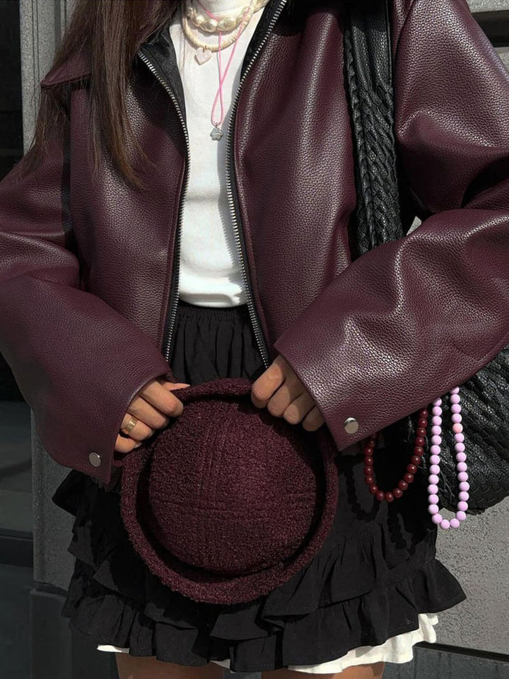 Burgundy Faux Jacket for Women
