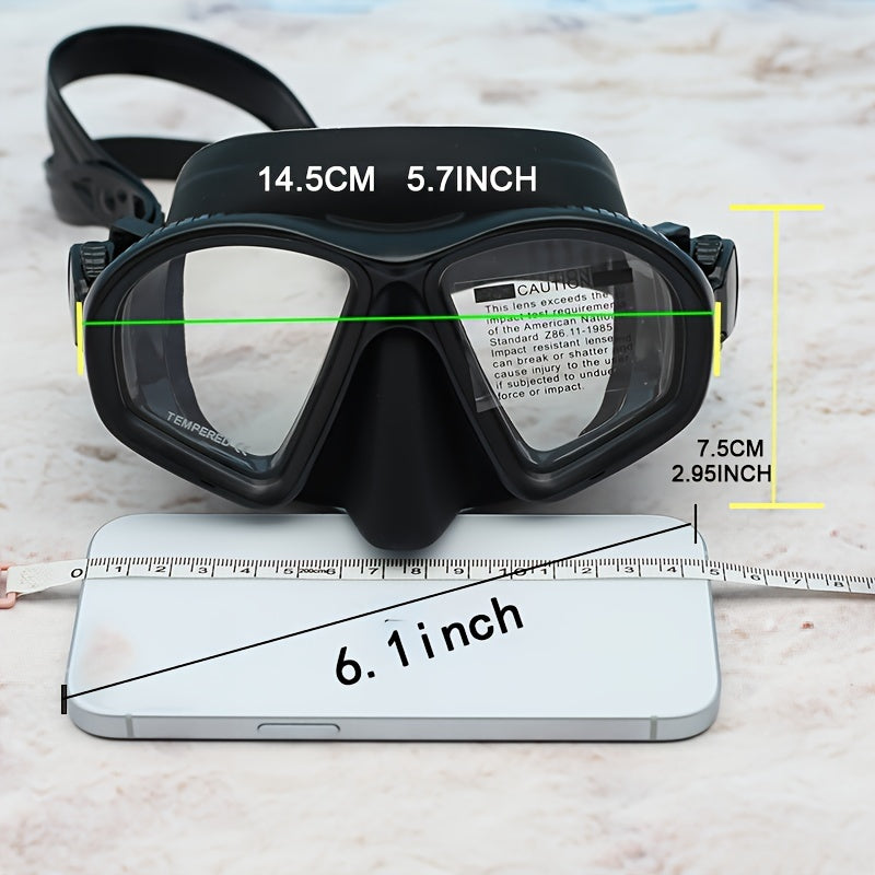 Gehärtete Tauchmaske mit Tasche - Taucherbrille mit Antifog und Kamerahalterung