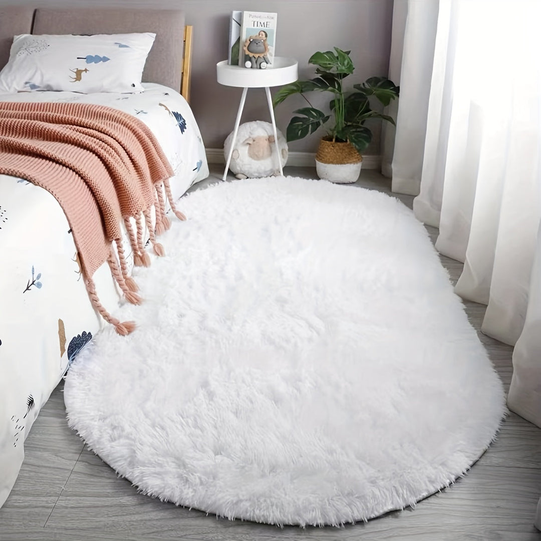 Oval Plush Rug – Soft Rug and Style for Bedroom and Living Room Décor
