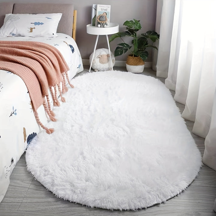 Oval Plush Rug – Soft Rug and Style for Bedroom and Living Room Décor