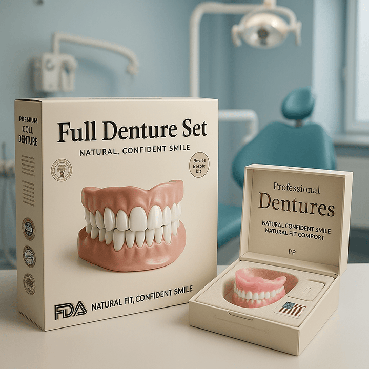 Flexible Denture Set for Upper and Lower Jaw – Reusable and Custom-Fit