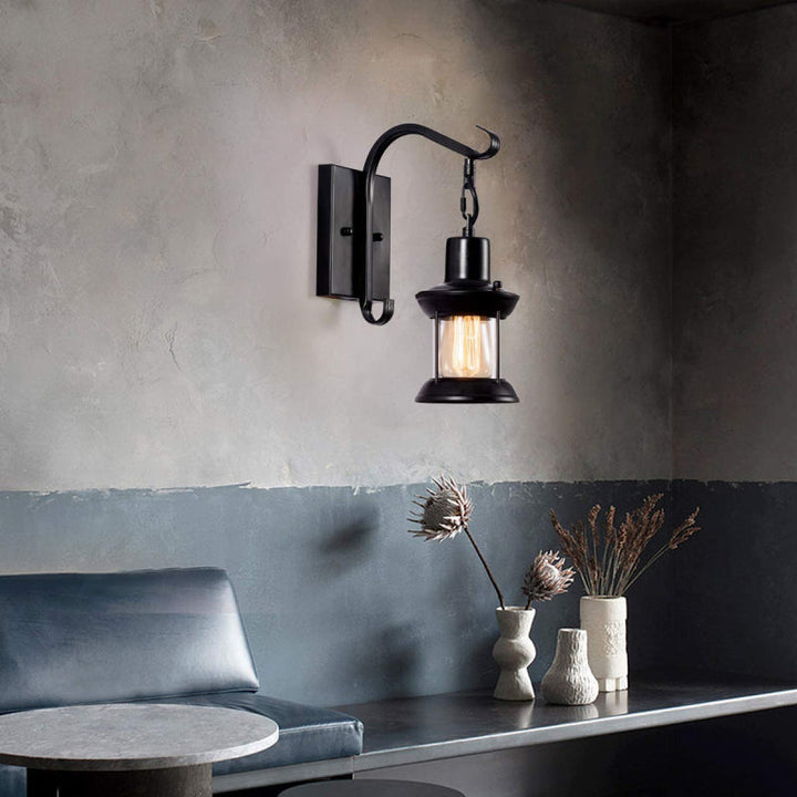Silva Industrial Retro Wall Light Black/Bronze Interior Metal/Glass
