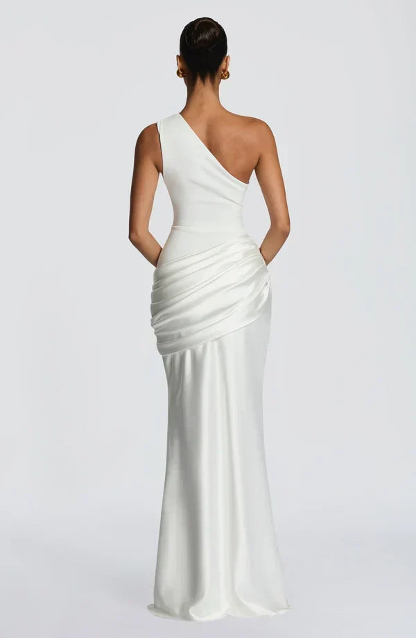 Sidonie One-Shoulder Draped Satin Maxi Dress
