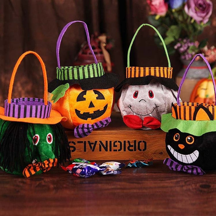 Cute Halloween Candy Bag Halloween Pumpkin Pattern Portable Handbag Cosplay Props Gift Basket Kids Gifts — image 1