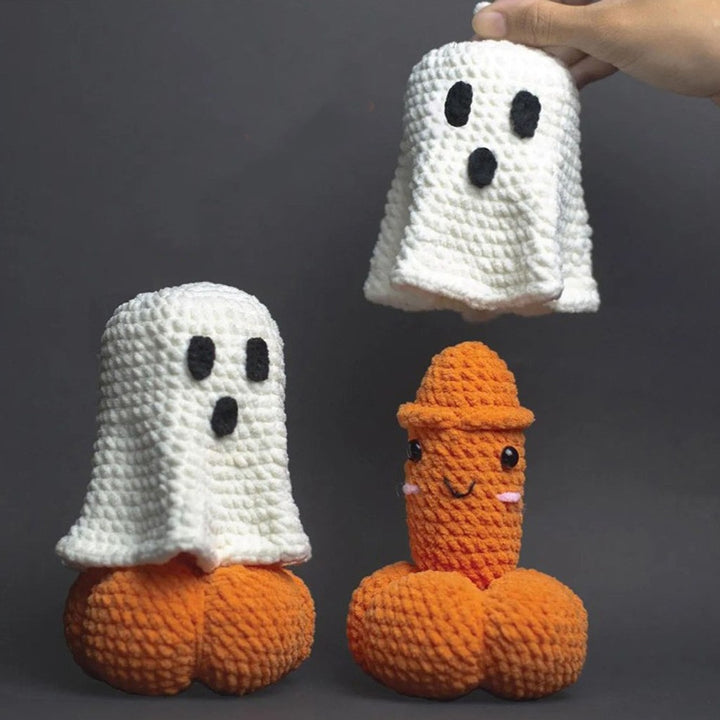Handmade Crocheted Halloween Pumpkin Ghost Decoration Ornaments — image 1