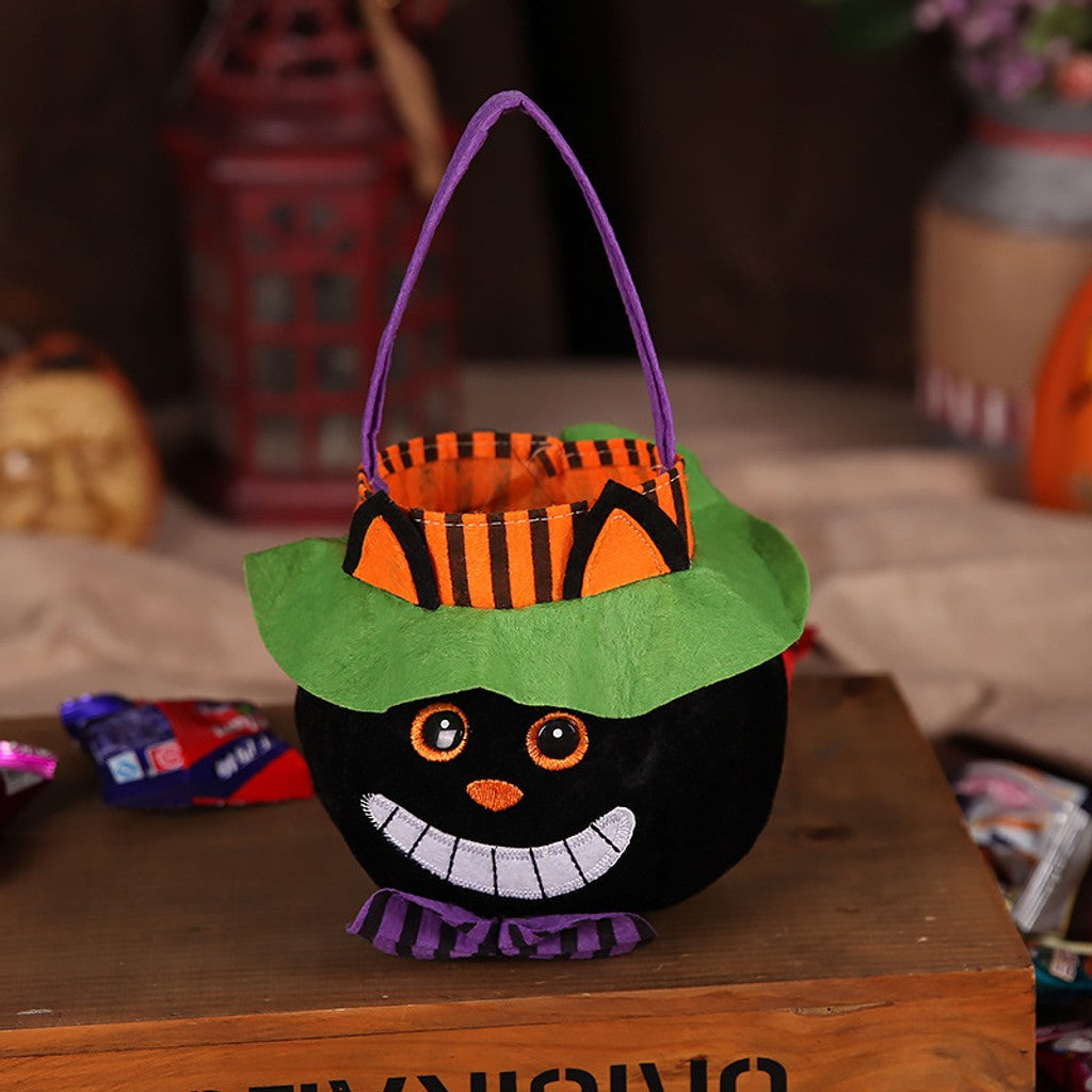 Cute Halloween Candy Bag Halloween Pumpkin Pattern Portable Handbag Cosplay Props Gift Basket Kids Gifts — image 2
