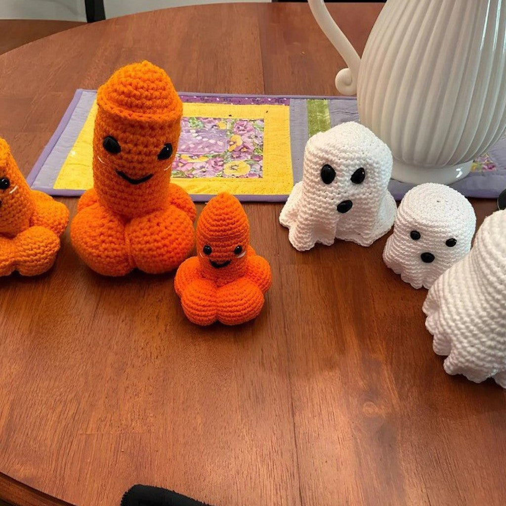Handmade Crocheted Halloween Pumpkin Ghost Decoration Ornaments — image 2
