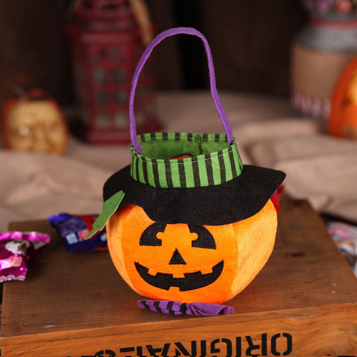 Cute Halloween Candy Bag Halloween Pumpkin Pattern Portable Handbag Cosplay Props Gift Basket Kids Gifts — image 3