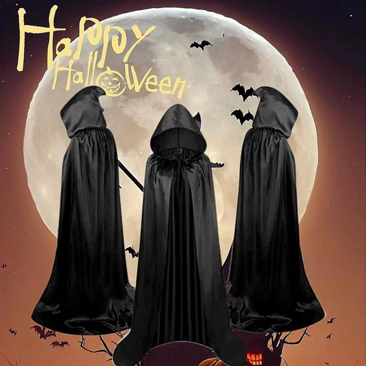 Halloween Cloak Costumes Wizard Cloak For Children Hooded Capes Mantle Black Party Decoration — image 1