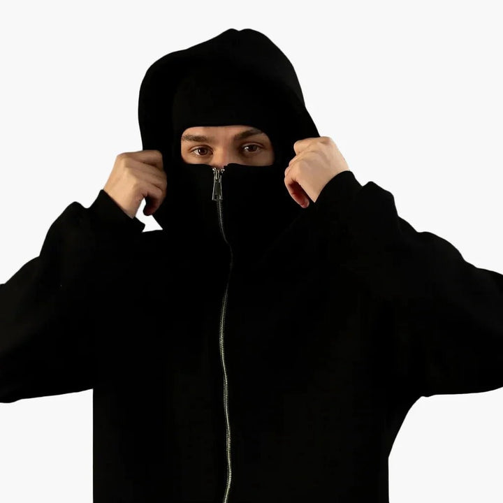 Alex | Unisex Urban Tech Zip Hoodie with Integrated Face Mask — image 3