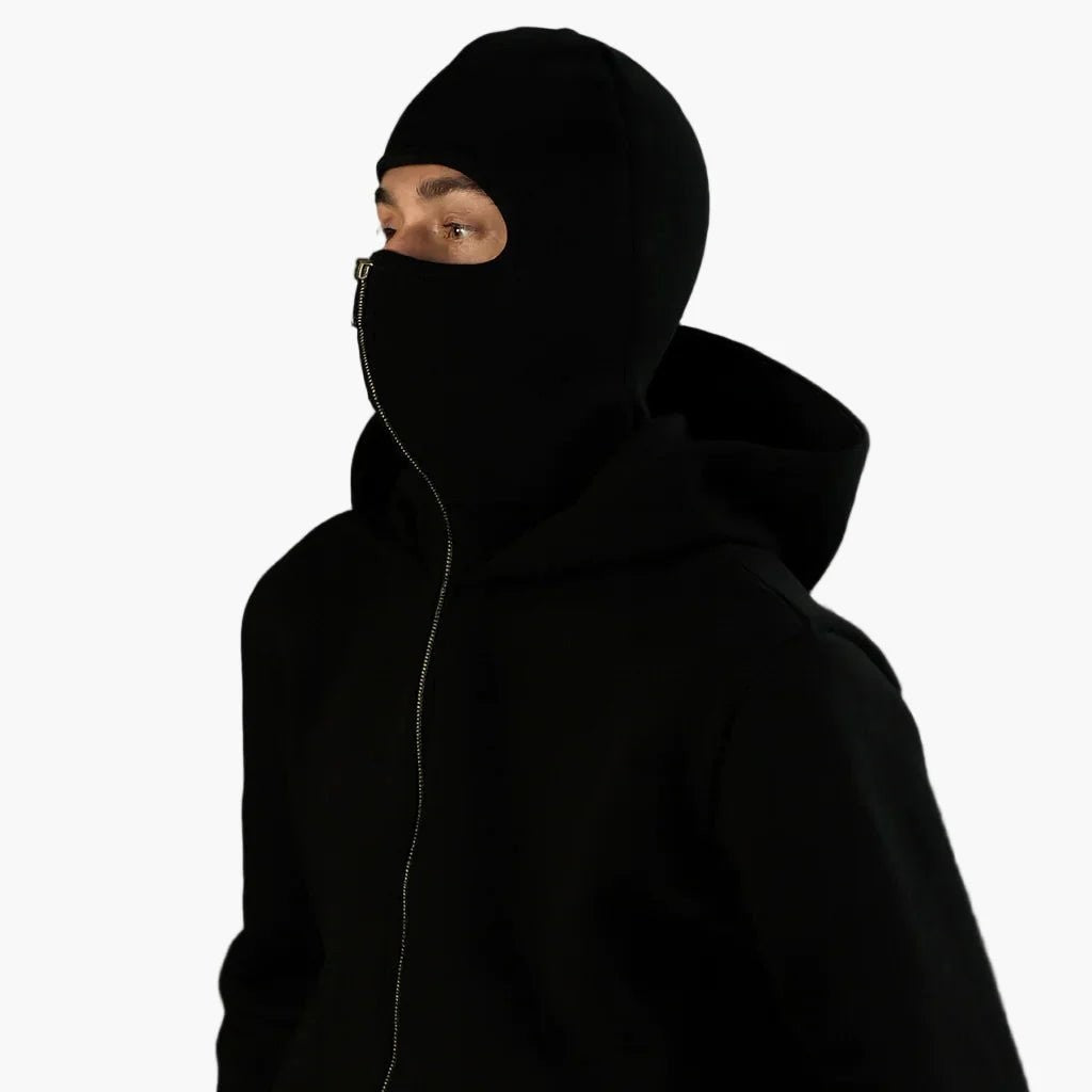 Alex | Unisex Urban Tech Zip Hoodie with Integrated Face Mask — image 4