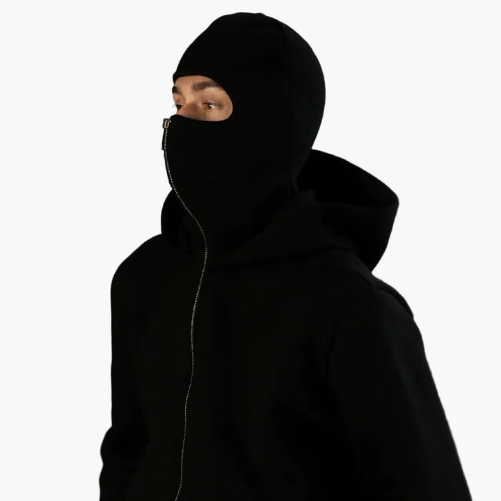 Alex | Unisex Urban Tech Zip Hoodie with Integrated Face Mask — image 4