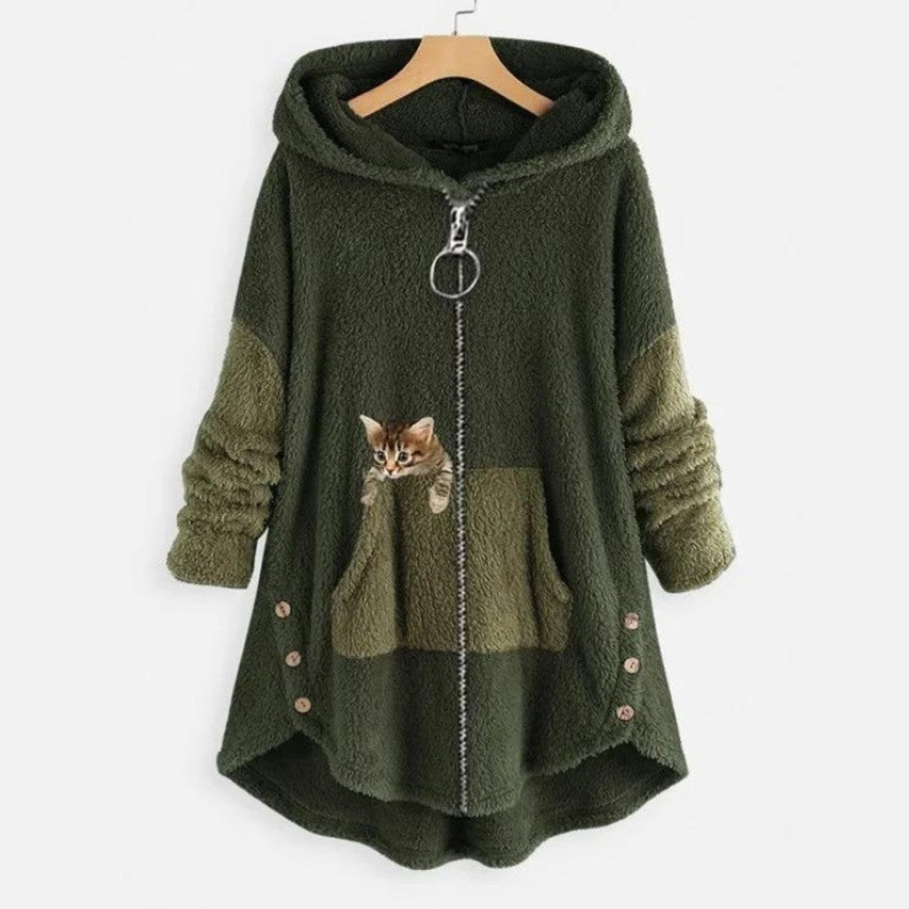 Agnes | Plush Pocketed Buttoned Hoodie — image 3