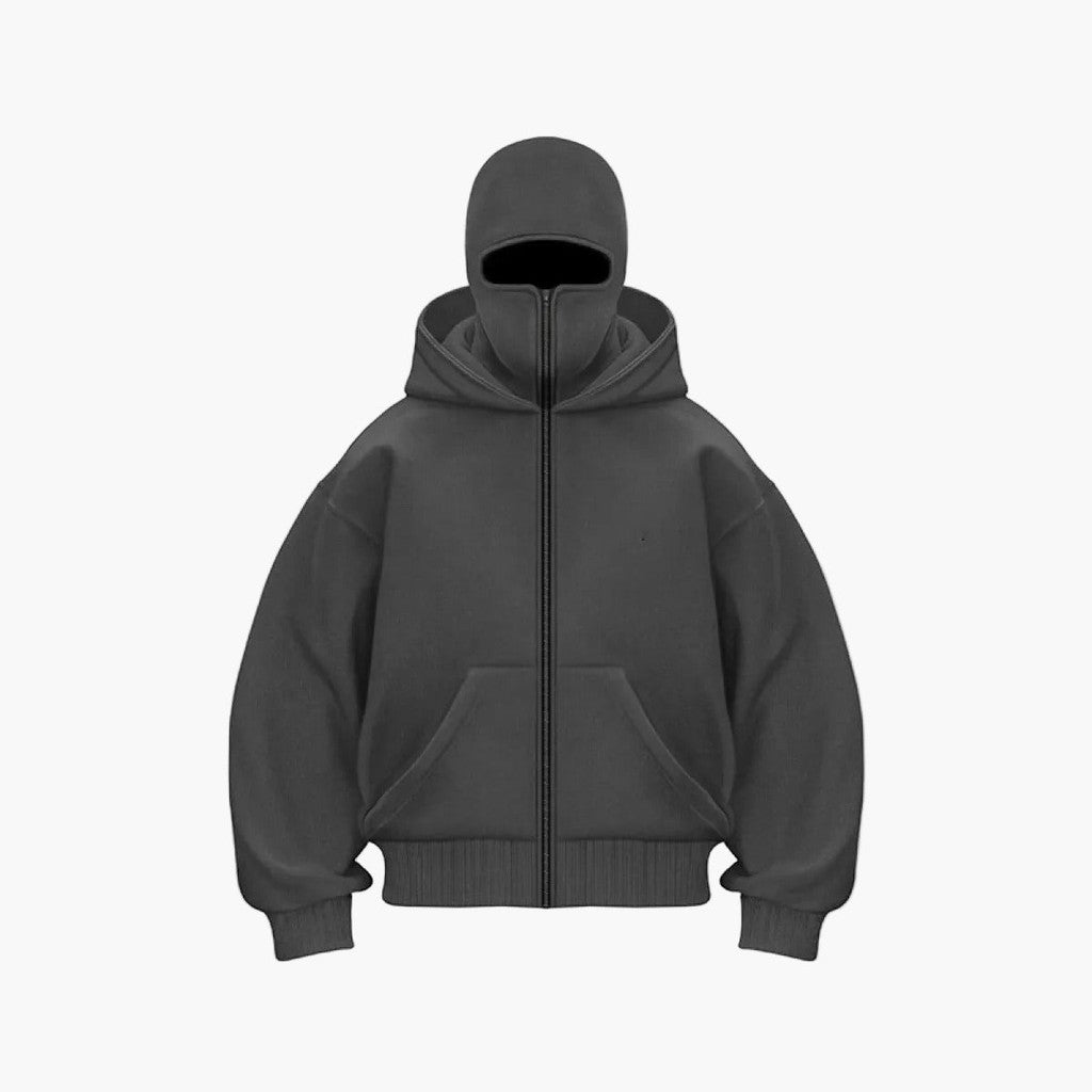 Alex | Unisex Urban Tech Zip Hoodie with Integrated Face Mask — image 9