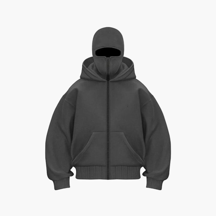 Alex | Unisex Urban Tech Zip Hoodie with Integrated Face Mask — image 9