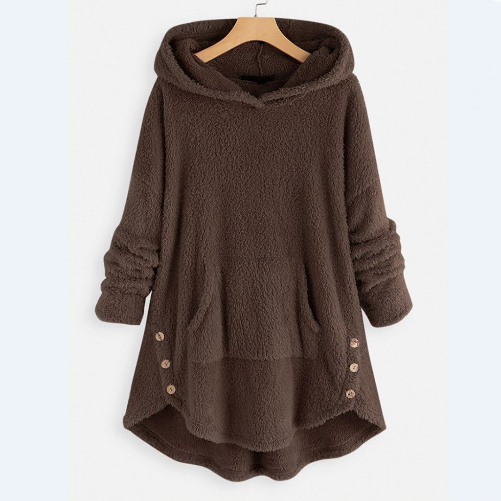 Agnes | Plush Pocketed Buttoned Hoodie — image 5