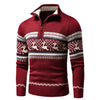 Patterned Quarter-Zip Festive Knit Sweater