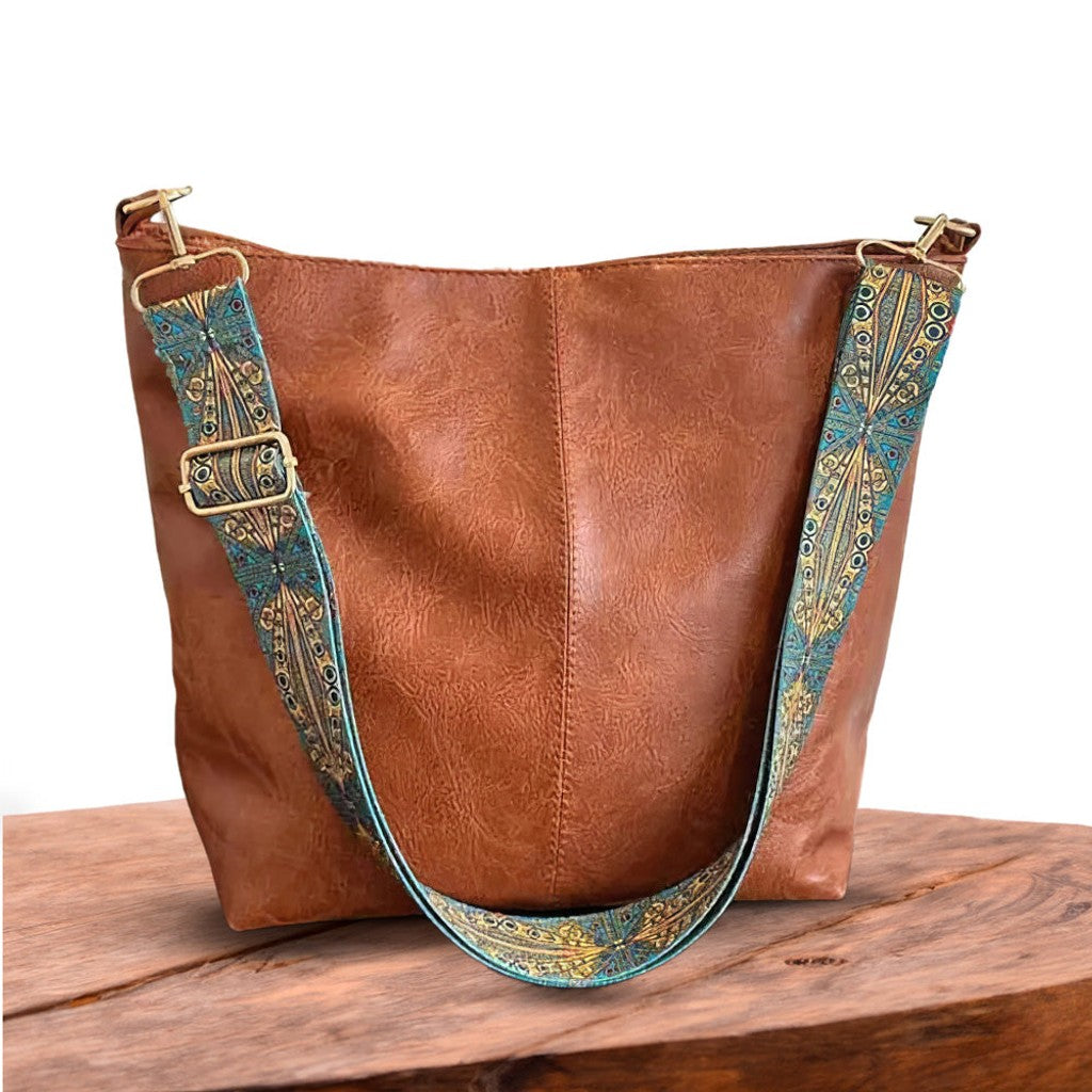 Faux Leather Tote Bag with Boho Strap | Selena — image 1