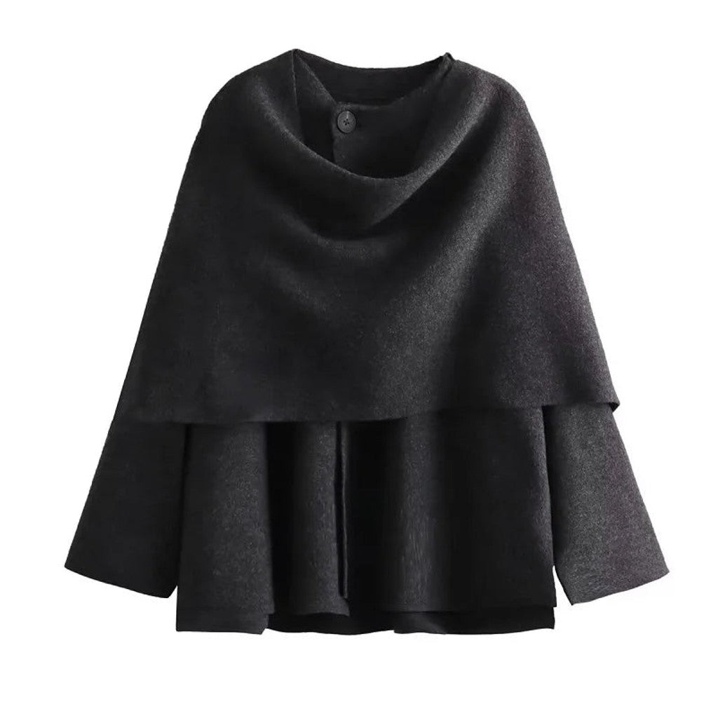 Women's Asymmetric Collar Jacket with Draped Neckline — image 3