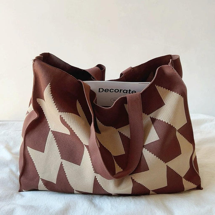 Lightweight Knit Tote Bag with Geometric Print | Grace — image 3