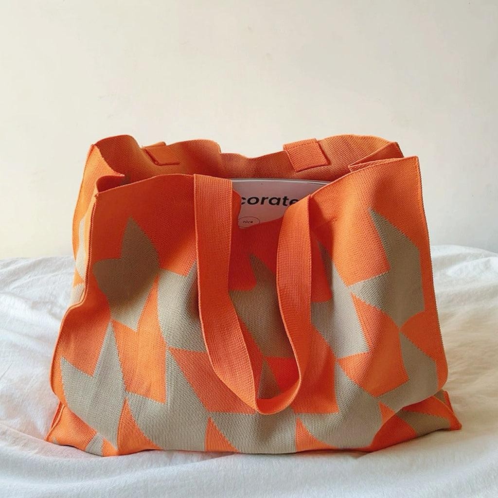 Lightweight Knit Tote Bag with Geometric Print | Grace — image 4