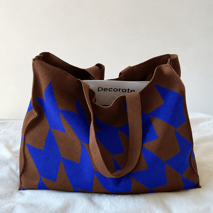 Lightweight Knit Tote Bag with Geometric Print | Grace — image 5