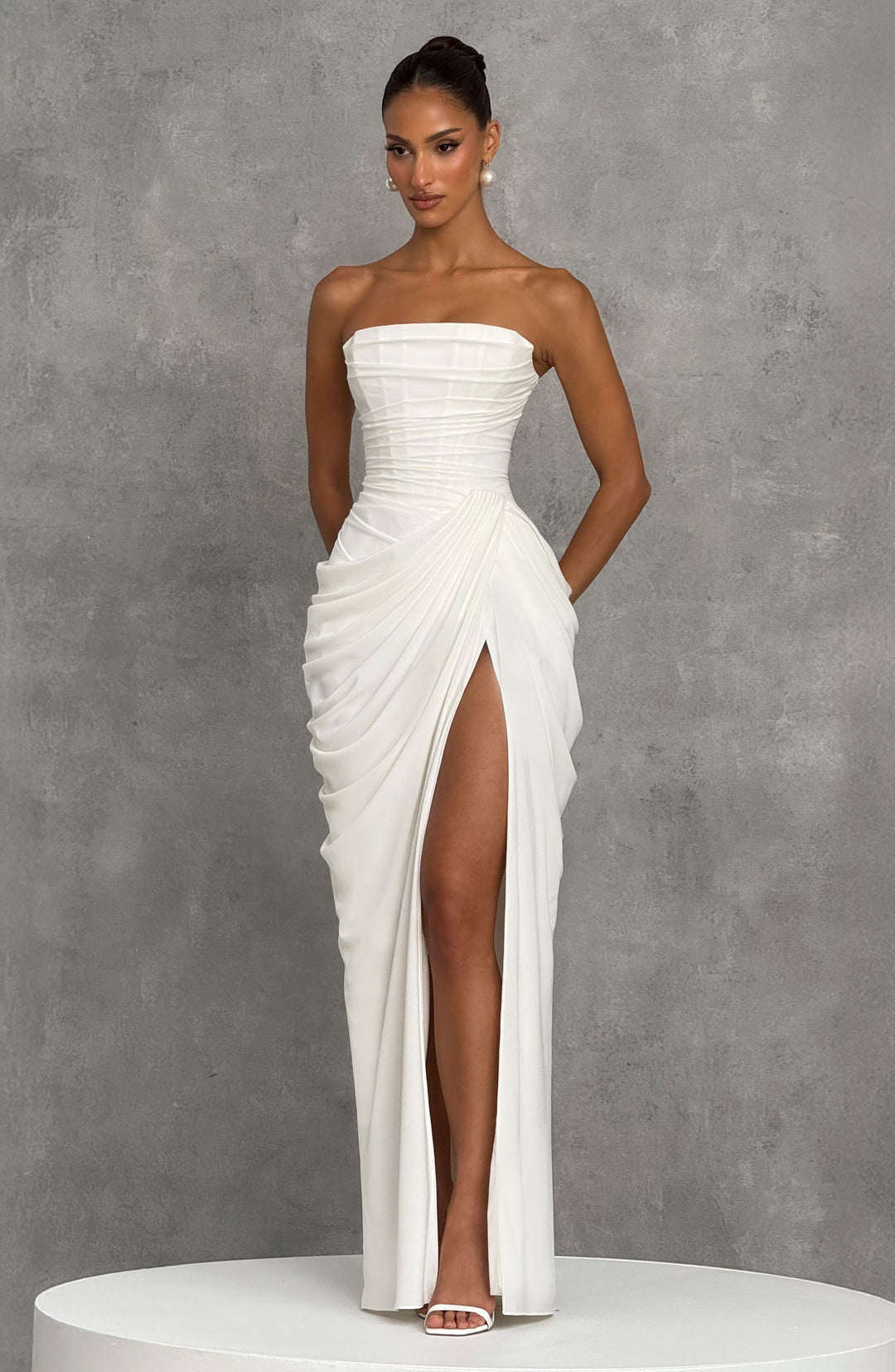 Lois strapless corset maxi dress with high slit
