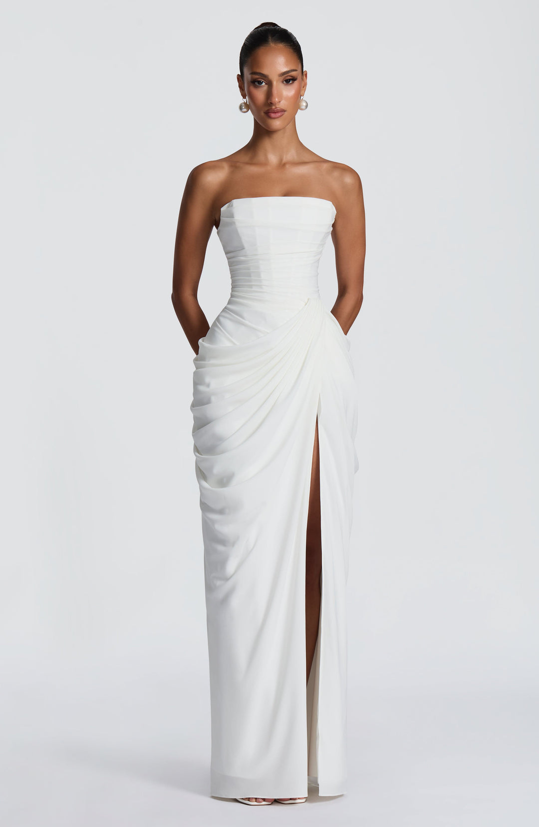 Lois strapless corset maxi dress with high slit