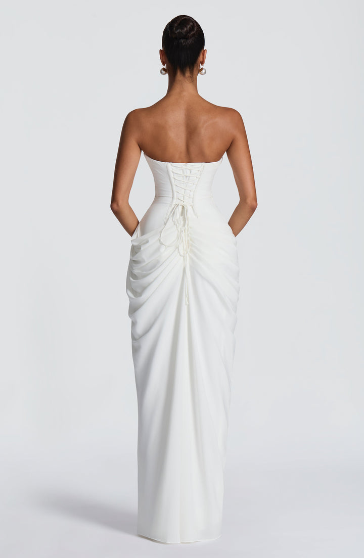 Lois strapless corset maxi dress with high slit