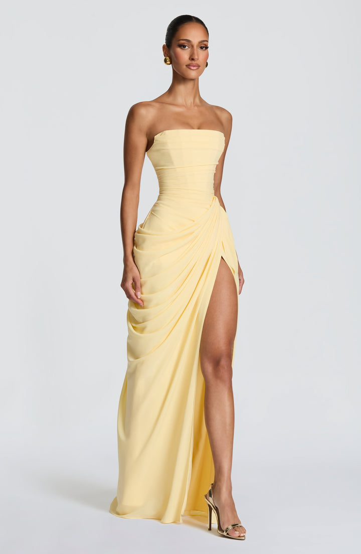 Lois strapless corset maxi dress with high slit