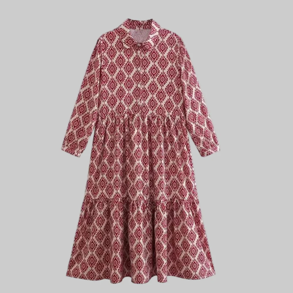 Women’s Long-Sleeve Geometric Dress
