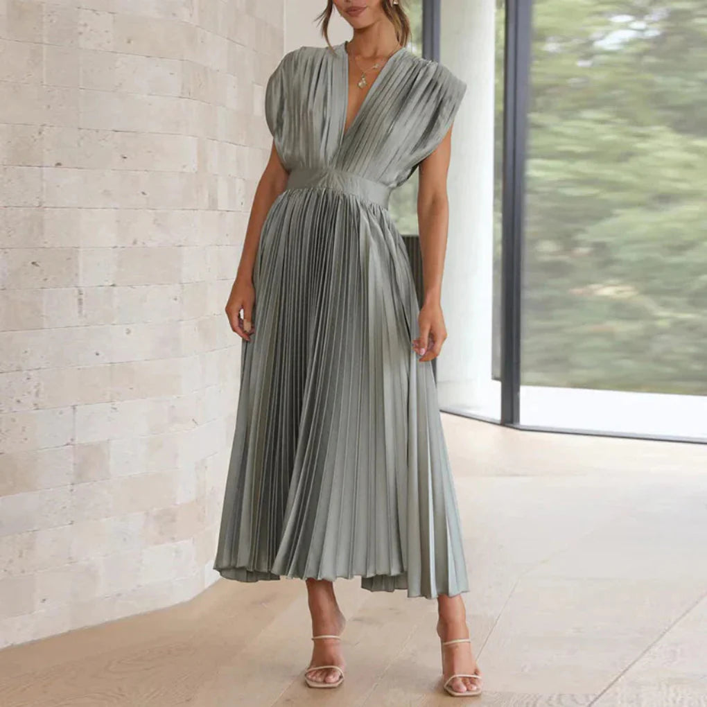 Women’s Modern V-Neck Sleeveless Dress – Chic Day-to-Evening Style