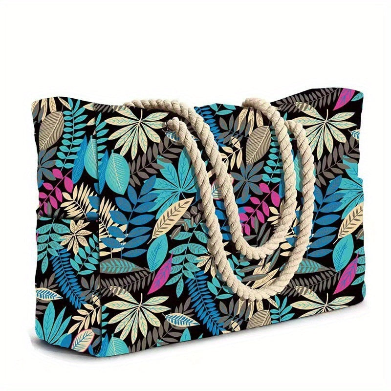 Gestreifte Strandtasche mit großer Kapazität – Robustes Polyester mit Reißverschluss